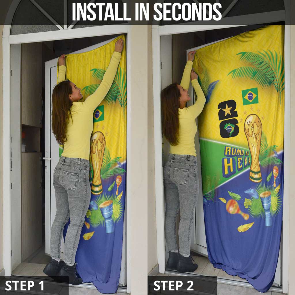 Brasil Rumo ao Hexa 26 Door Cover World Trophy Gold Tropical Plants Carnival Style