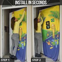 Brasil Rumo ao Hexa 26 Door Cover World Trophy Gold Tropical Plants Carnival Style