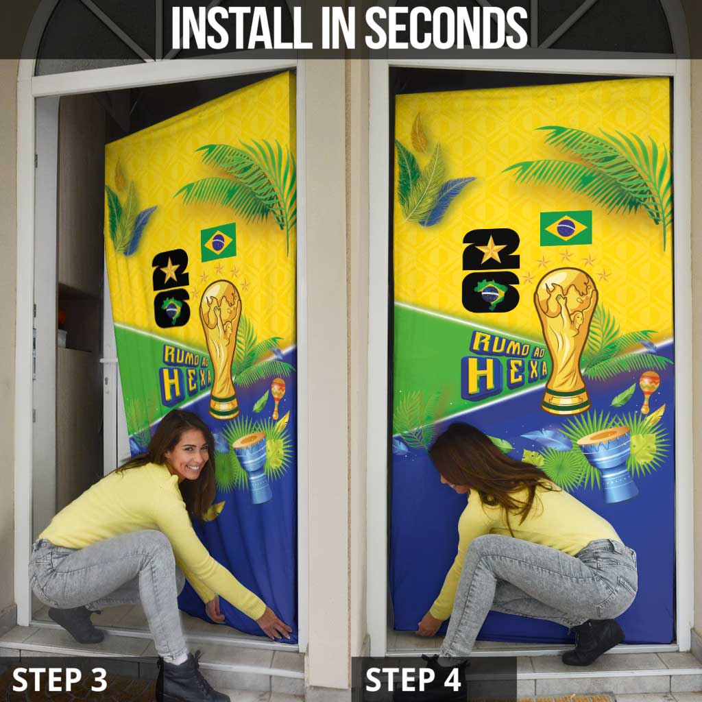 Brasil Rumo ao Hexa 26 Door Cover World Trophy Gold Tropical Plants Carnival Style