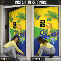 Brasil Rumo ao Hexa 26 Door Cover World Trophy Gold Tropical Plants Carnival Style