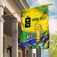 Personalized Brasil Rumo ao Hexa 26 Garden Flag World Trophy Gold Tropical Plants Carnival Style