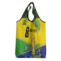 Personalized Brasil Rumo ao Hexa 26 Grocery Bag World Trophy Gold Tropical Plants Carnival Style