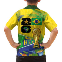 Personalized Brasil Rumo ao Hexa 26 Hawaiian Shirt World Trophy Gold Tropical Plants Carnival Style