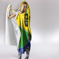 Personalized Brasil Rumo ao Hexa 26 Hooded Blanket World Trophy Gold Tropical Plants Carnival Style