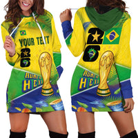 Personalized Brasil Rumo ao Hexa 26 Hoodie Dress World Trophy Gold Tropical Plants Carnival Style