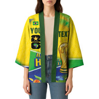 Personalized Brasil Rumo ao Hexa 26 Kimono World Trophy Gold Tropical Plants Carnival Style