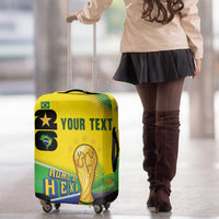 Personalized Brasil Rumo ao Hexa 26 Luggage Cover World Trophy Gold Tropical Plants Carnival Style