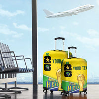 Personalized Brasil Rumo ao Hexa 26 Luggage Cover World Trophy Gold Tropical Plants Carnival Style