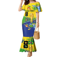 Personalized Brasil Rumo ao Hexa 26 Mermaid Dress World Trophy Gold Tropical Plants Carnival Style