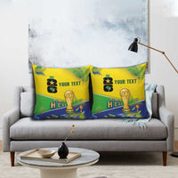 Personalized Brasil Rumo ao Hexa 26 Pillow Cover World Trophy Gold Tropical Plants Carnival Style
