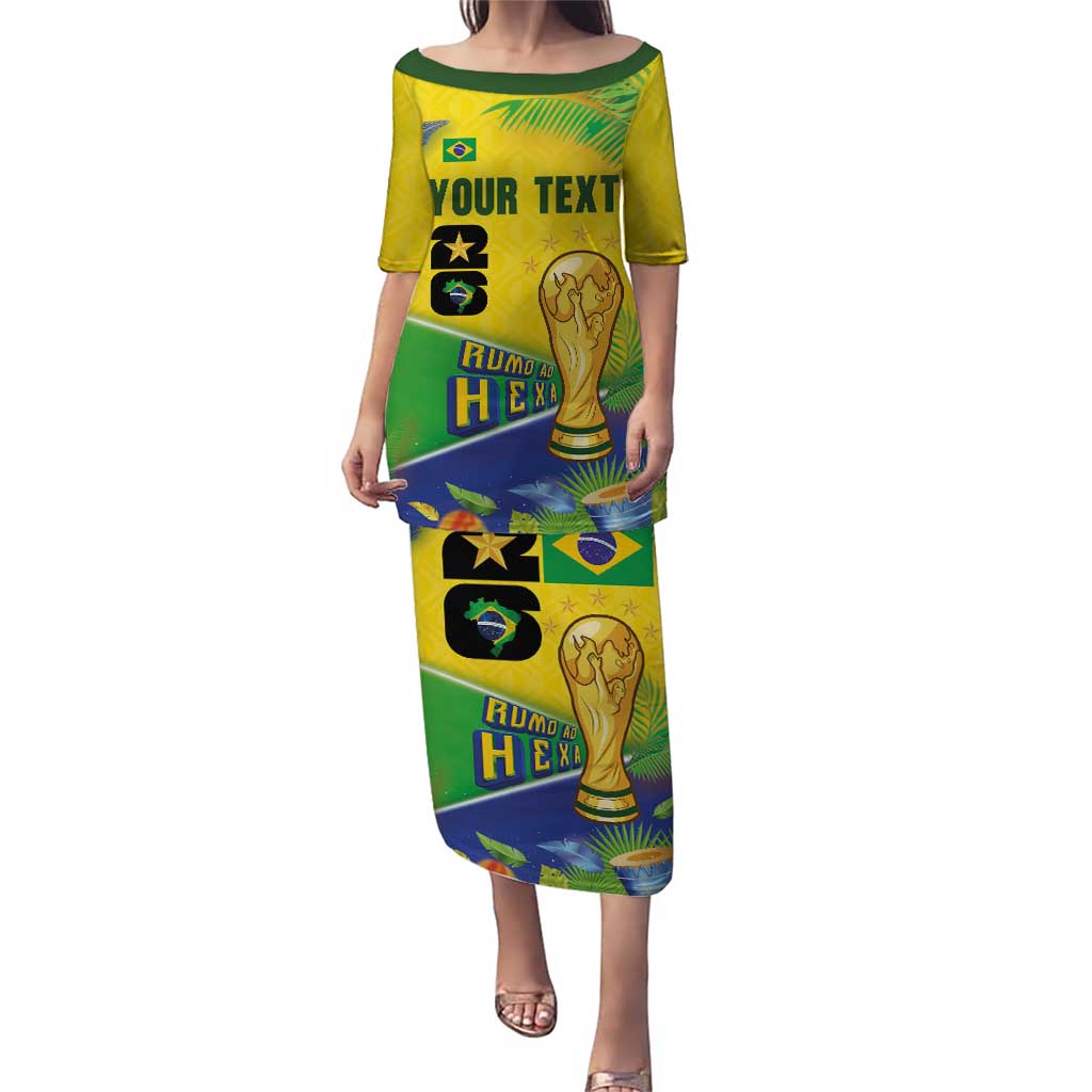 Personalized Brasil Rumo ao Hexa 26 Puletasi World Trophy Gold Tropical Plants Carnival Style