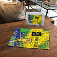 Personalized Brasil Rumo ao Hexa 26 Puzzle World Trophy Gold Tropical Plants Carnival Style