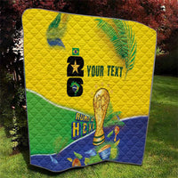 Personalized Brasil Rumo ao Hexa 26 Quilt World Trophy Gold Tropical Plants Carnival Style