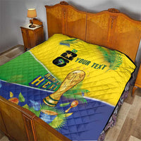 Personalized Brasil Rumo ao Hexa 26 Quilt World Trophy Gold Tropical Plants Carnival Style