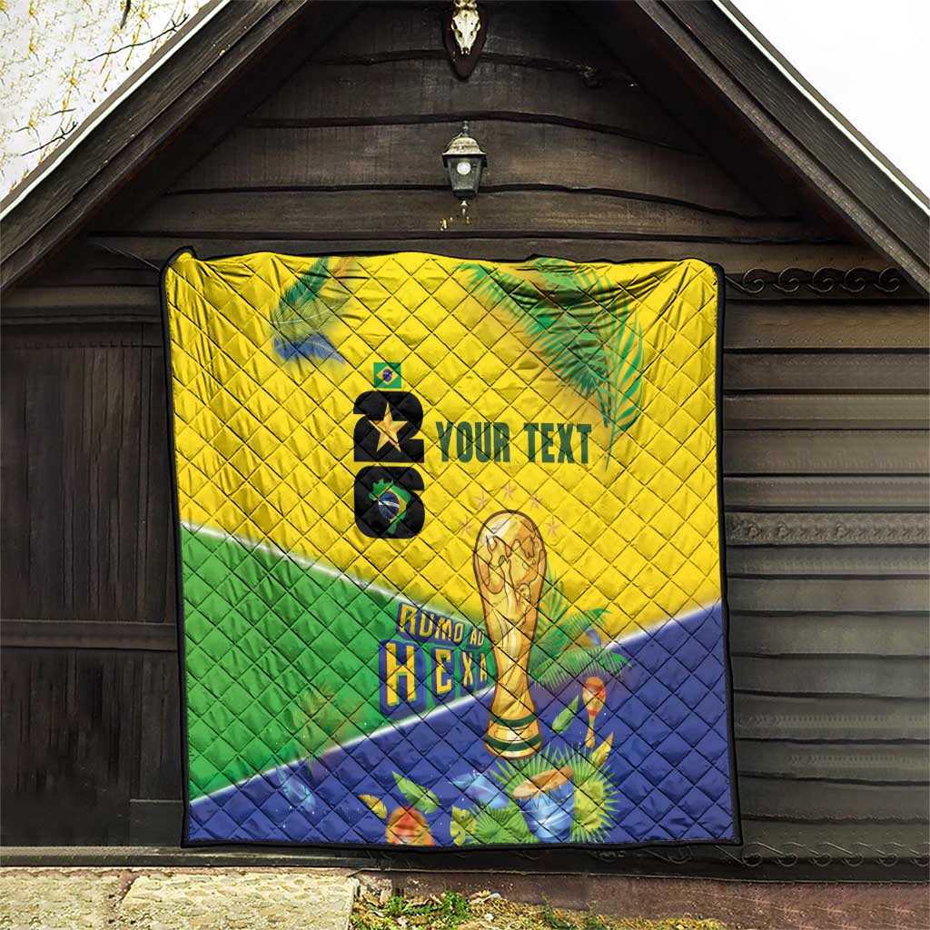 Personalized Brasil Rumo ao Hexa 26 Quilt World Trophy Gold Tropical Plants Carnival Style