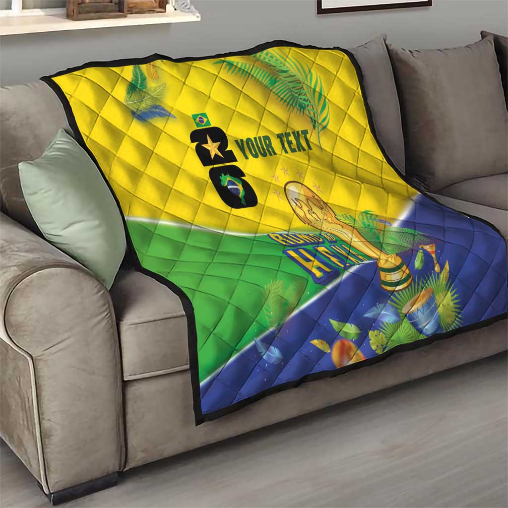 Personalized Brasil Rumo ao Hexa 26 Quilt World Trophy Gold Tropical Plants Carnival Style