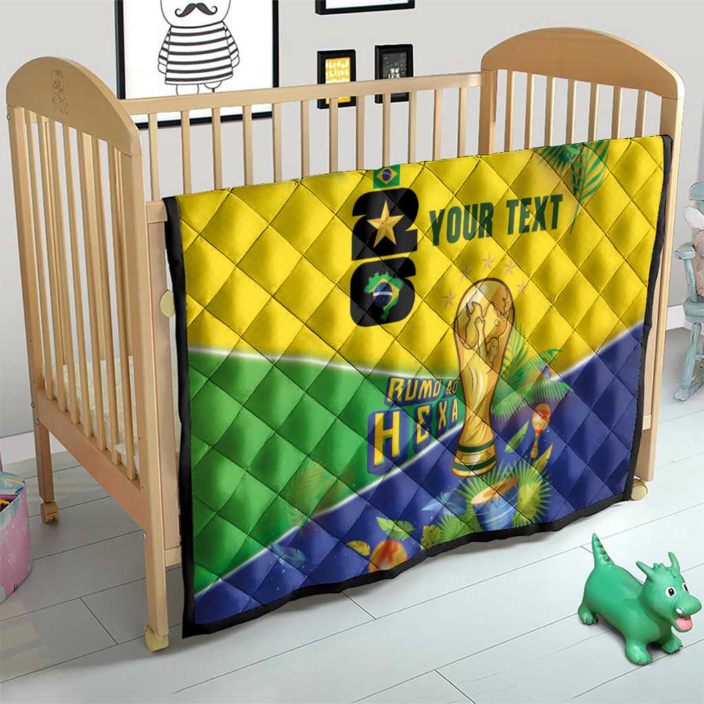 Personalized Brasil Rumo ao Hexa 26 Quilt World Trophy Gold Tropical Plants Carnival Style