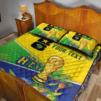 Personalized Brasil Rumo ao Hexa 26 Quilt Bed Set World Trophy Gold Tropical Plants Carnival Style