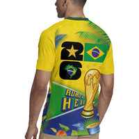 Personalized Brasil Rumo ao Hexa 26 Rugby Jersey World Trophy Gold Tropical Plants Carnival Style