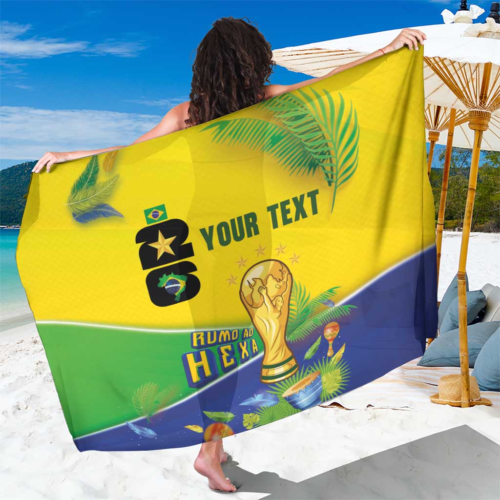 Personalized Brasil Rumo ao Hexa 26 Sarong World Trophy Gold Tropical Plants Carnival Style