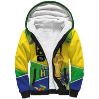 Personalized Brasil Rumo ao Hexa 26 Sherpa Hoodie World Trophy Gold Tropical Plants Carnival Style