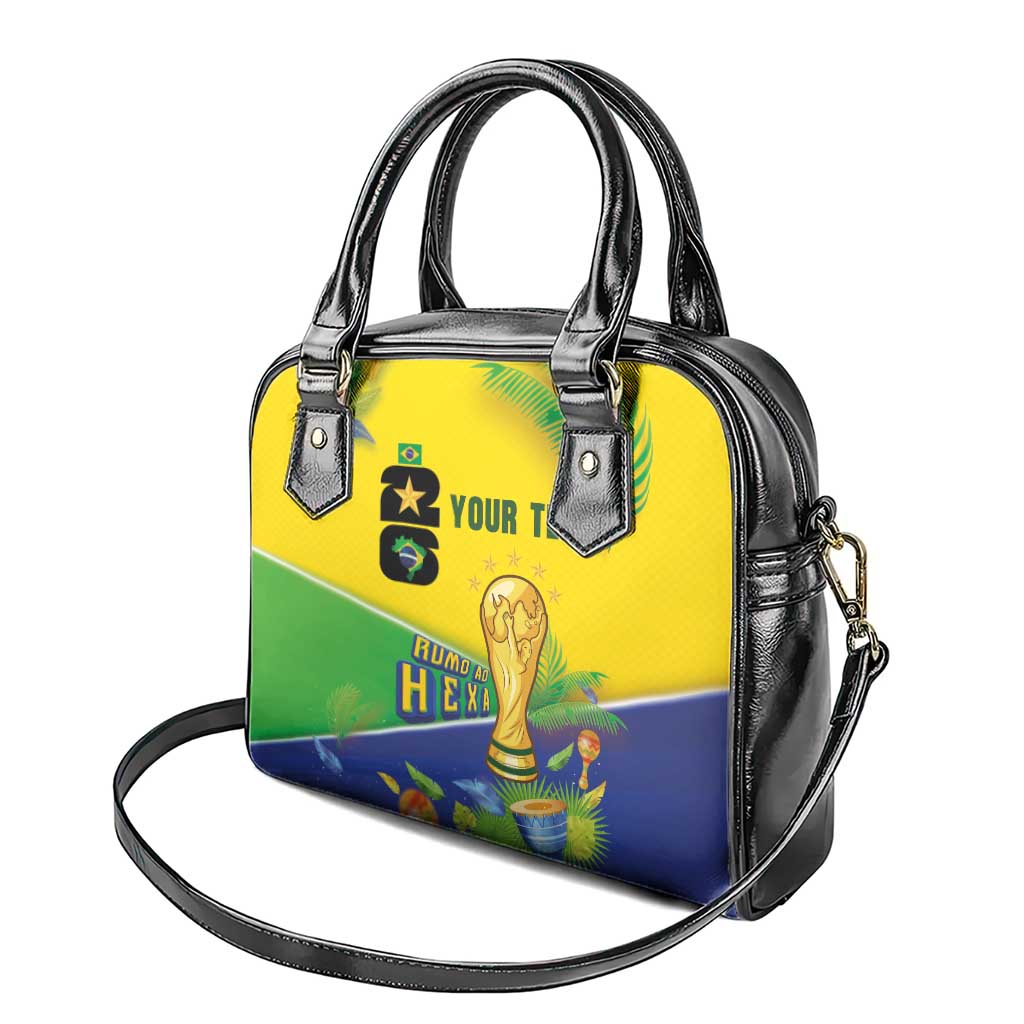 Personalized Brasil Rumo ao Hexa 26 Shoulder Handbag World Trophy Gold Tropical Plants Carnival Style