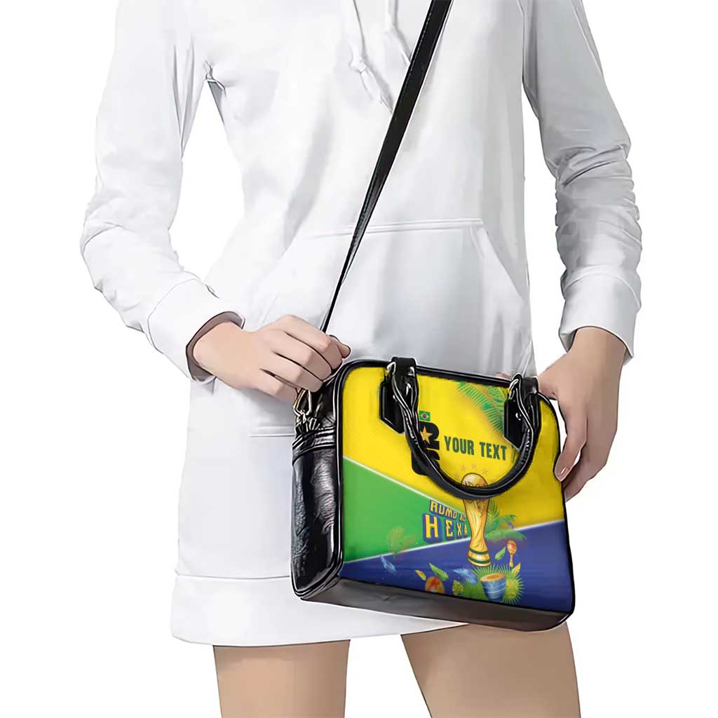 Personalized Brasil Rumo ao Hexa 26 Shoulder Handbag World Trophy Gold Tropical Plants Carnival Style