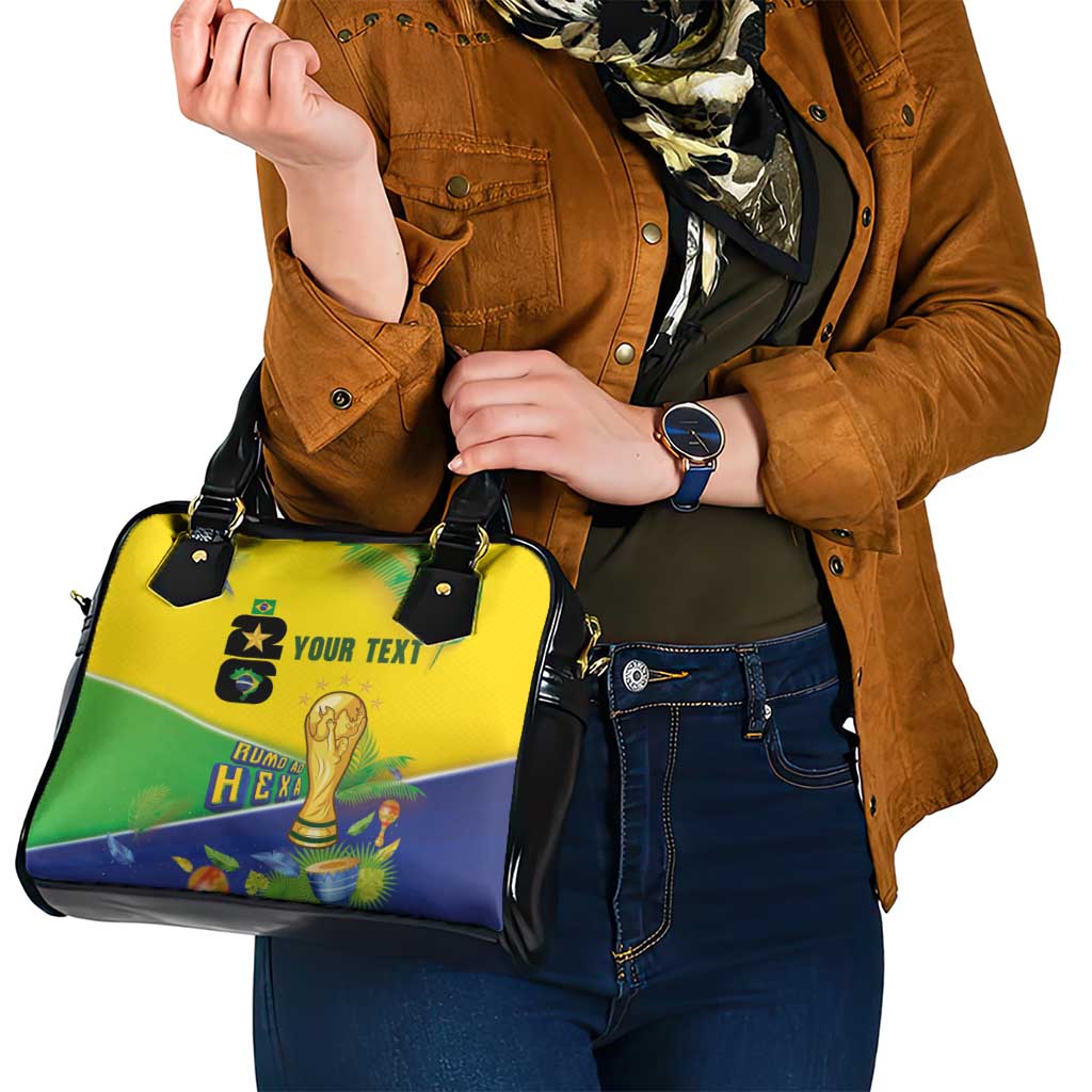 Personalized Brasil Rumo ao Hexa 26 Shoulder Handbag World Trophy Gold Tropical Plants Carnival Style