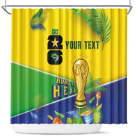 Personalized Brasil Rumo ao Hexa 26 Shower Curtain World Trophy Gold Tropical Plants Carnival Style