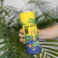 Personalized Brasil Rumo ao Hexa 26 Skinny Tumbler World Trophy Gold Tropical Plants Carnival Style