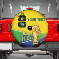 Personalized Brasil Rumo ao Hexa 26 Spare Tire Cover World Trophy Gold Tropical Plants Carnival Style