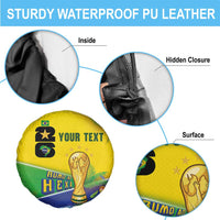 Personalized Brasil Rumo ao Hexa 26 Spare Tire Cover World Trophy Gold Tropical Plants Carnival Style
