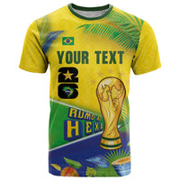Personalized Brasil Rumo ao Hexa 26 T Shirt World Trophy Gold Tropical Plants Carnival Style