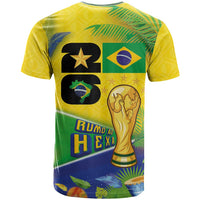 Personalized Brasil Rumo ao Hexa 26 T Shirt World Trophy Gold Tropical Plants Carnival Style