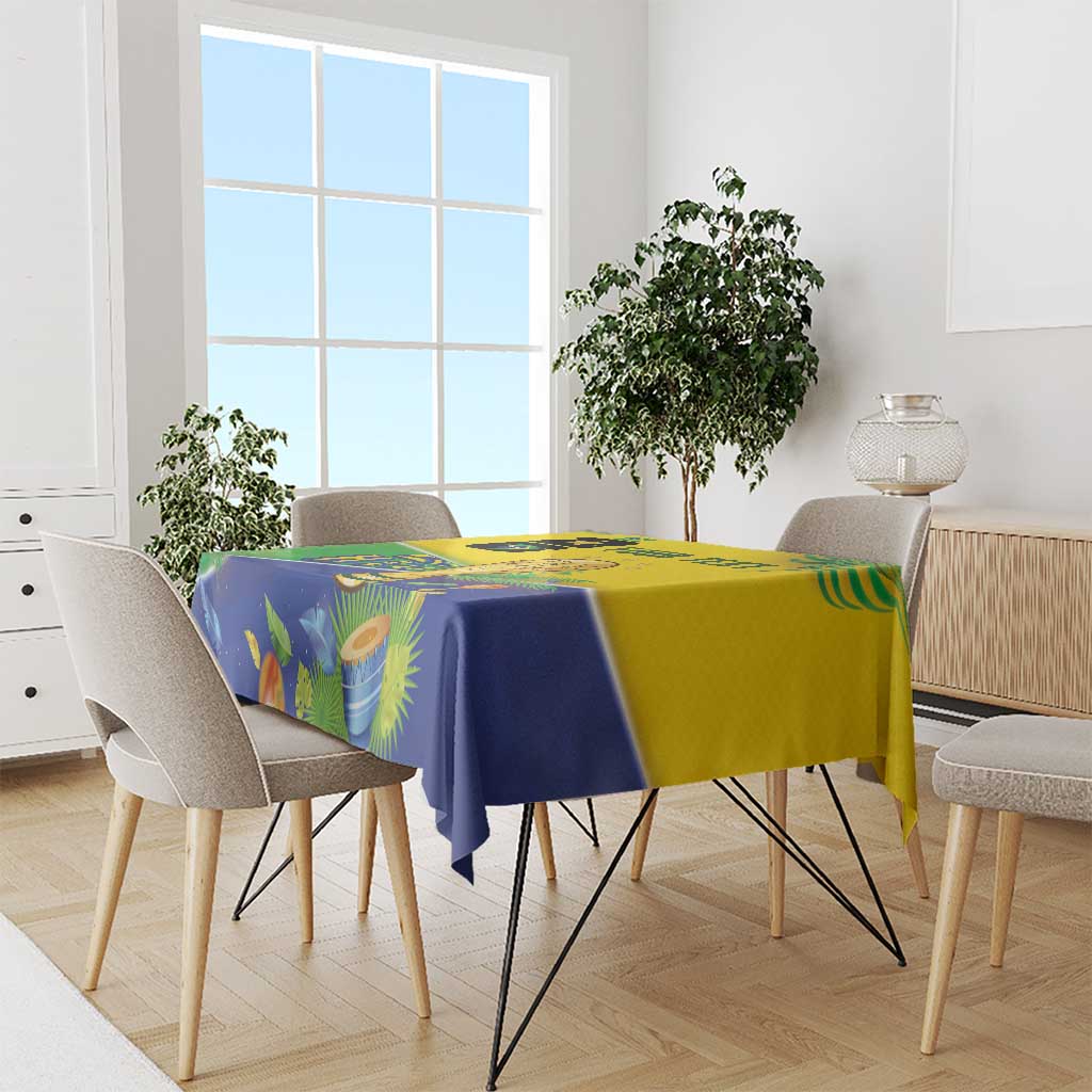Personalized Brasil Rumo ao Hexa 26 Tablecloth World Trophy Gold Tropical Plants Carnival Style