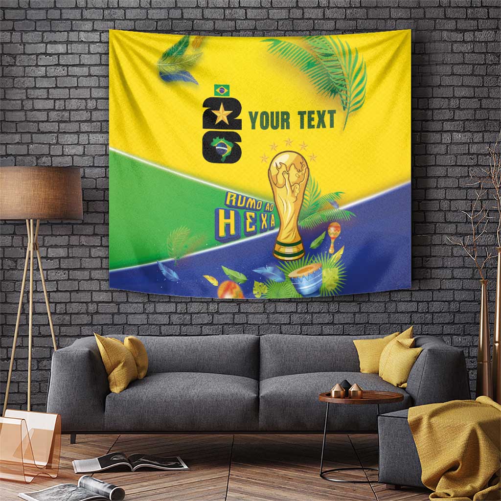 Personalized Brasil Rumo ao Hexa 26 Tapestry World Trophy Gold Tropical Plants Carnival Style