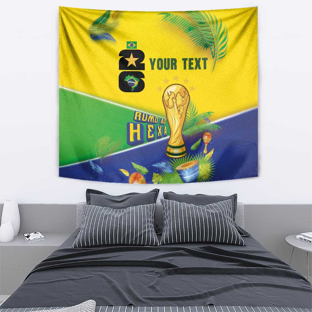 Personalized Brasil Rumo ao Hexa 26 Tapestry World Trophy Gold Tropical Plants Carnival Style