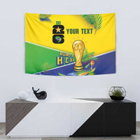 Personalized Brasil Rumo ao Hexa 26 Tapestry World Trophy Gold Tropical Plants Carnival Style