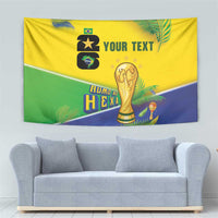 Personalized Brasil Rumo ao Hexa 26 Tapestry World Trophy Gold Tropical Plants Carnival Style