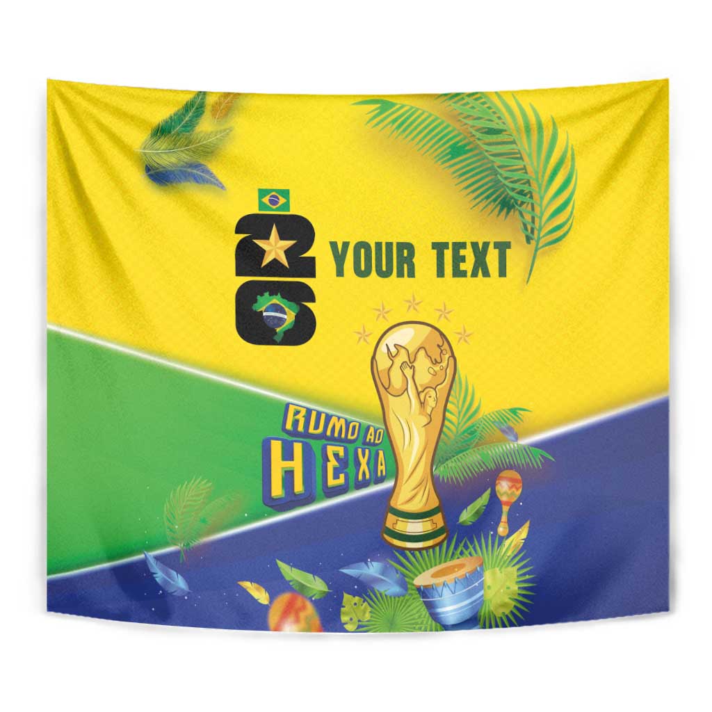 Personalized Brasil Rumo ao Hexa 26 Tapestry World Trophy Gold Tropical Plants Carnival Style