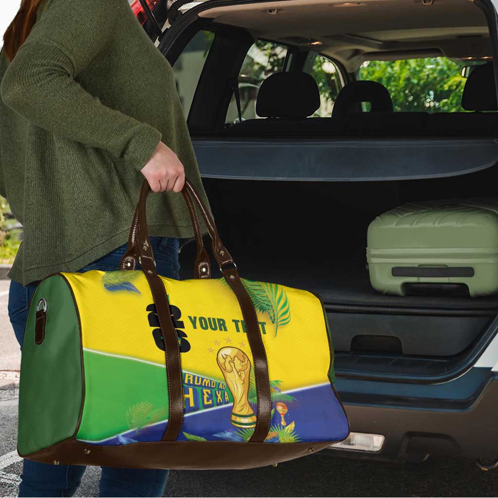 Personalized Brasil Rumo ao Hexa 26 Travel Bag World Trophy Gold Tropical Plants Carnival Style