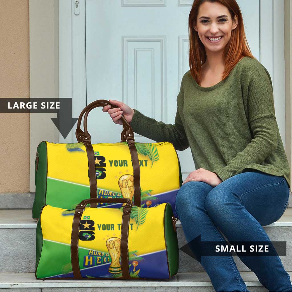 Personalized Brasil Rumo ao Hexa 26 Travel Bag World Trophy Gold Tropical Plants Carnival Style