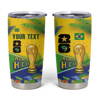 Personalized Brasil Rumo ao Hexa 26 Tumbler Cup World Trophy Gold Tropical Plants Carnival Style