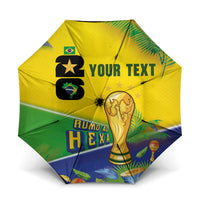 Personalized Brasil Rumo ao Hexa 26 Umbrella World Trophy Gold Tropical Plants Carnival Style