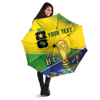 Personalized Brasil Rumo ao Hexa 26 Umbrella World Trophy Gold Tropical Plants Carnival Style