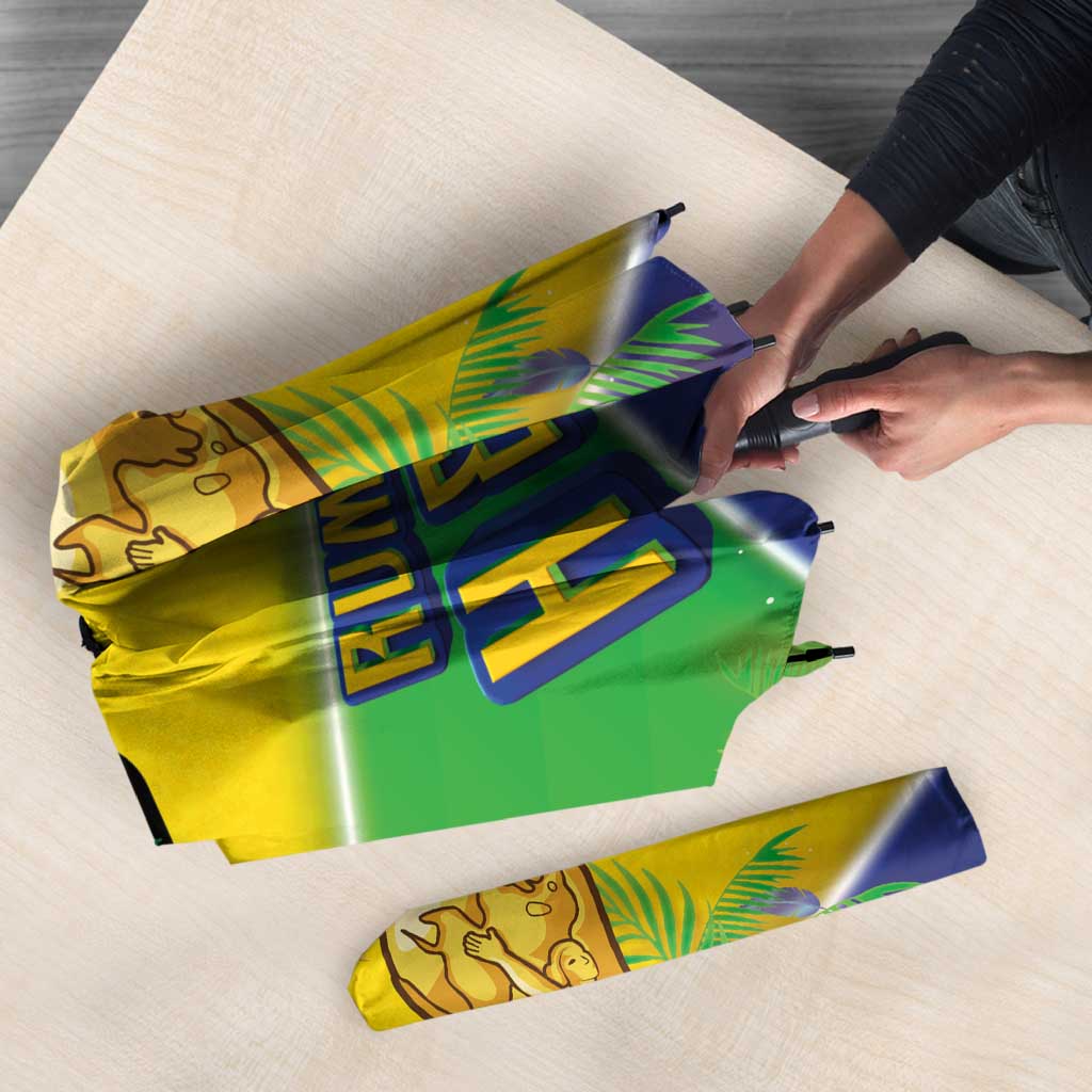Personalized Brasil Rumo ao Hexa 26 Umbrella World Trophy Gold Tropical Plants Carnival Style