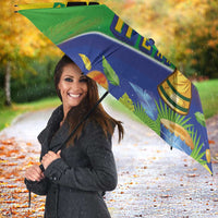 Personalized Brasil Rumo ao Hexa 26 Umbrella World Trophy Gold Tropical Plants Carnival Style
