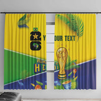 Personalized Brasil Rumo ao Hexa 26 Window Curtain World Trophy Gold Tropical Plants Carnival Style