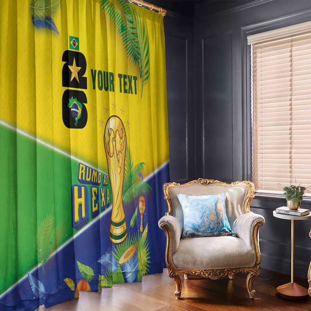 Personalized Brasil Rumo ao Hexa 26 Window Curtain World Trophy Gold Tropical Plants Carnival Style