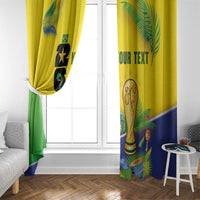 Personalized Brasil Rumo ao Hexa 26 Window Curtain World Trophy Gold Tropical Plants Carnival Style